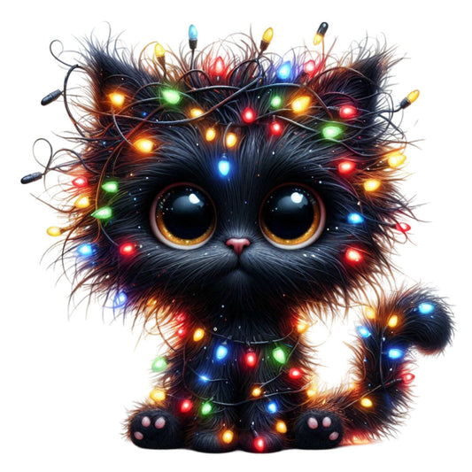 Tangled Christmas Cat Fabric Panel 22