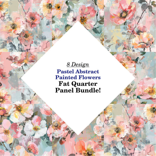 Pastel Abstract Painted Flowers Fat Quarter Bundle