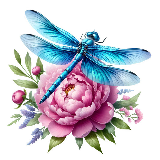 Dragonfly Flower Fabric Panel 6