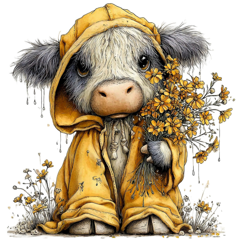 Yellow Highland Cow Fabric Panel 1