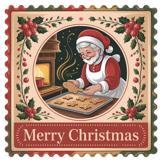 Vintage Christmas Stamps Fabric Panel 26