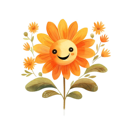 Smiling Flowers Fabric Panel 24