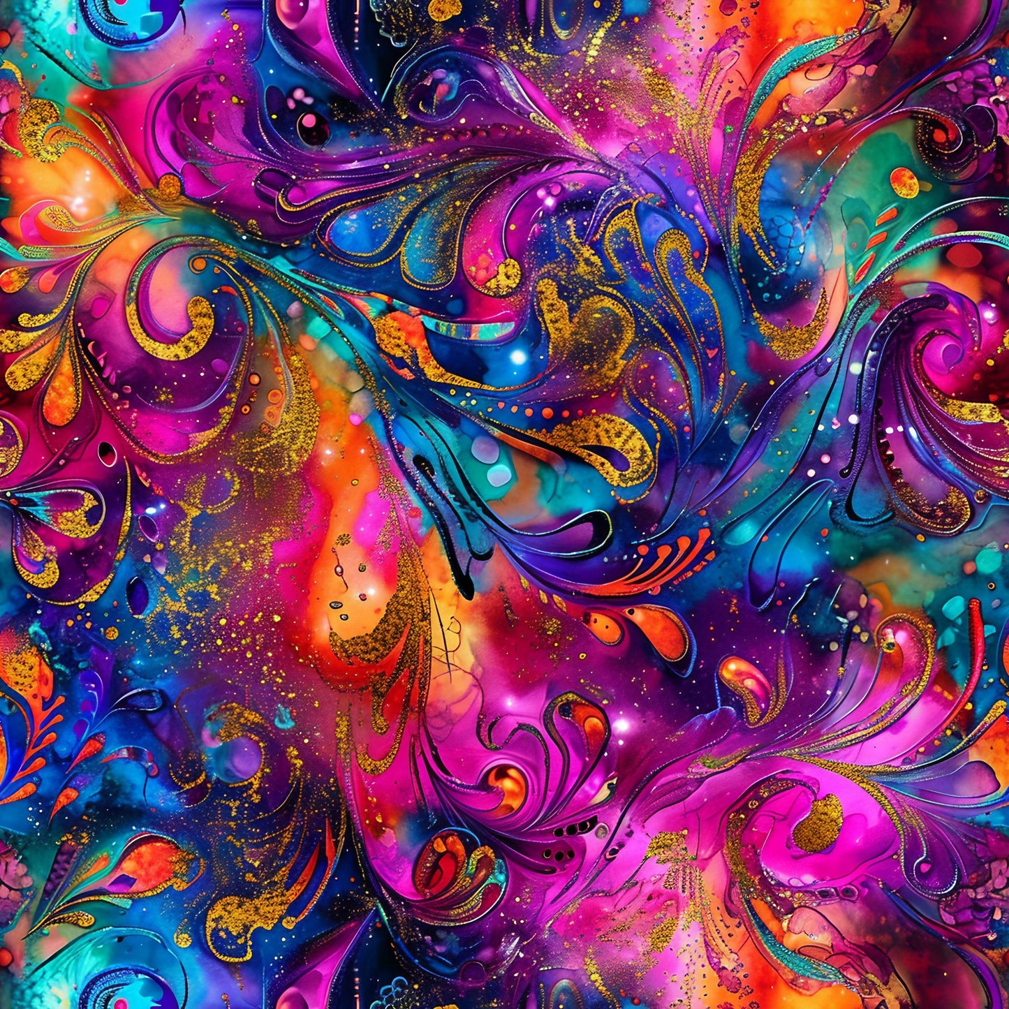 Daily Deal: Alcohol Ink Paisley Pattern 1 Quilting Cotton Fabric - 45" x 3 Yards"