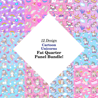 Cartoon Unicorns Fat Quarter Bundle