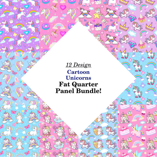 Cartoon Unicorns Fat Quarter Bundle