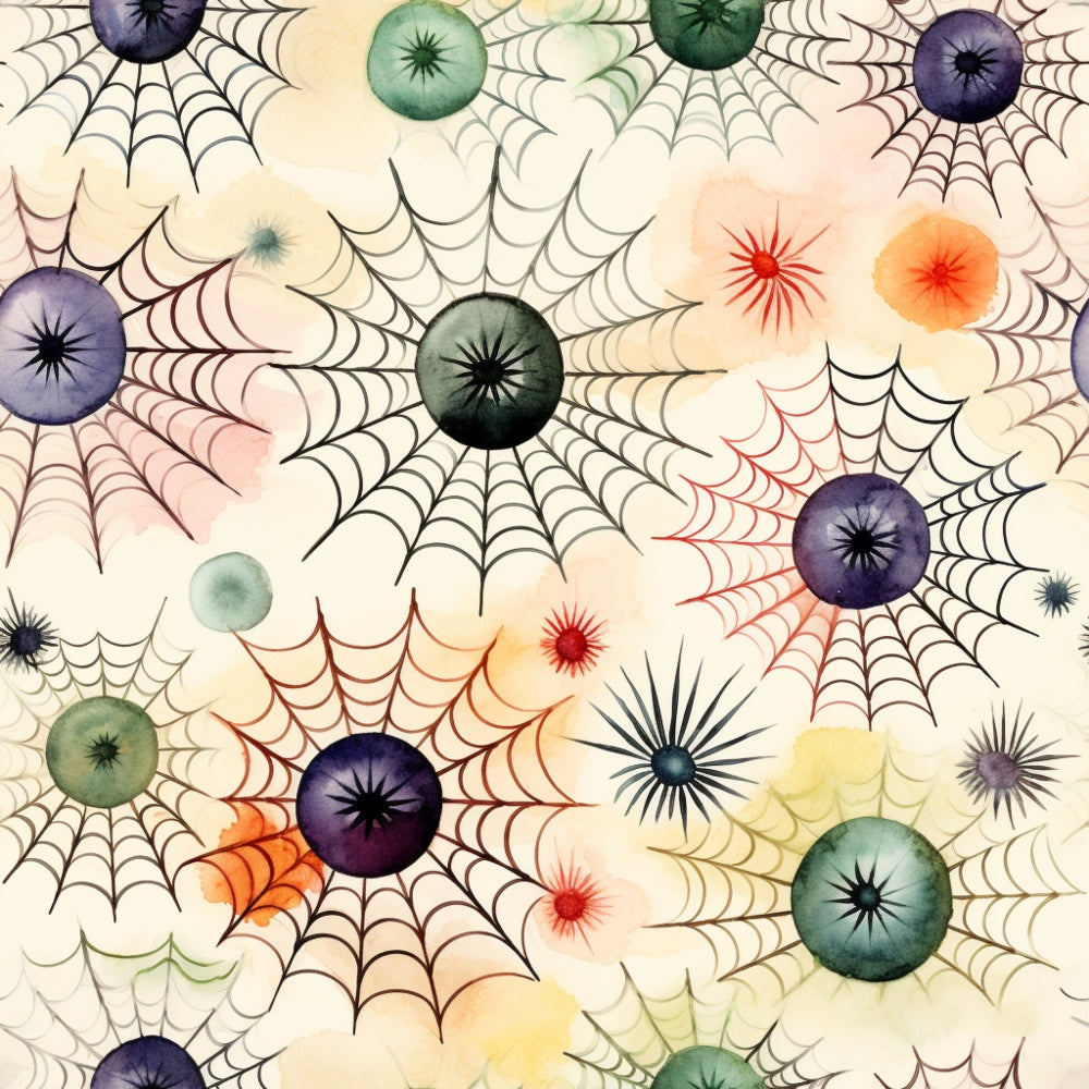 Daily Deal: Watercolor Halloween Characters Pattern 16 Quilting Cotton Fabric - 45" x 2 Yards"