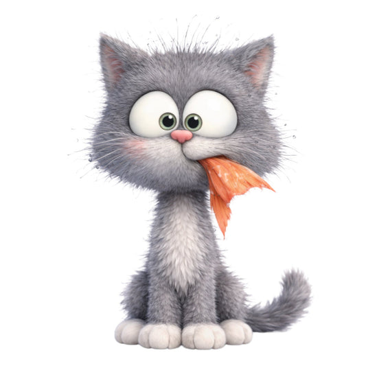 Cute Gray Cat Fabric Panel 13