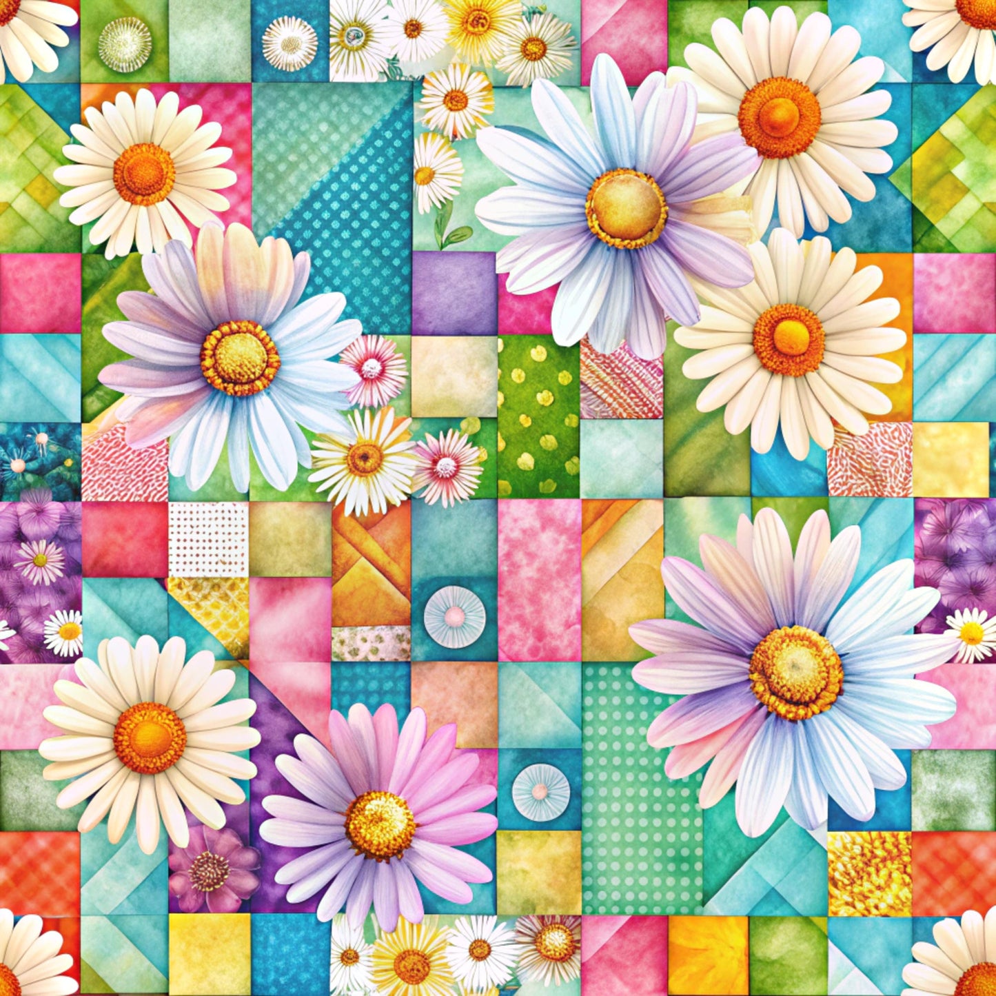 Spring Patchwork Pattern 32 Quilting Cotton Fabric