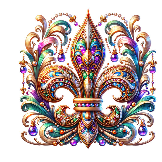 Watercolor Mardi Gras Fabric Panel 6