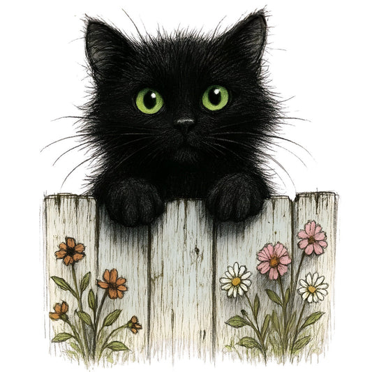 Kittens Peeking Over Fence Fabric Panel 5
