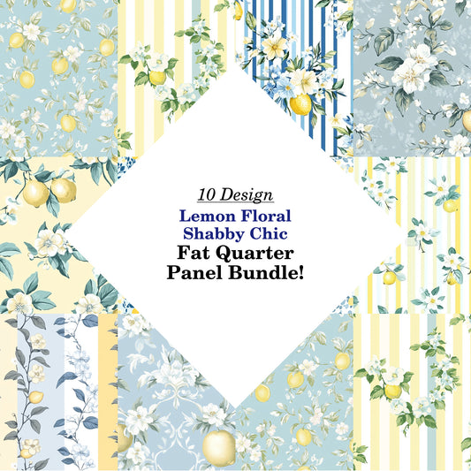 Lemon Floral Shabby Chic Fat Quarter Bundle