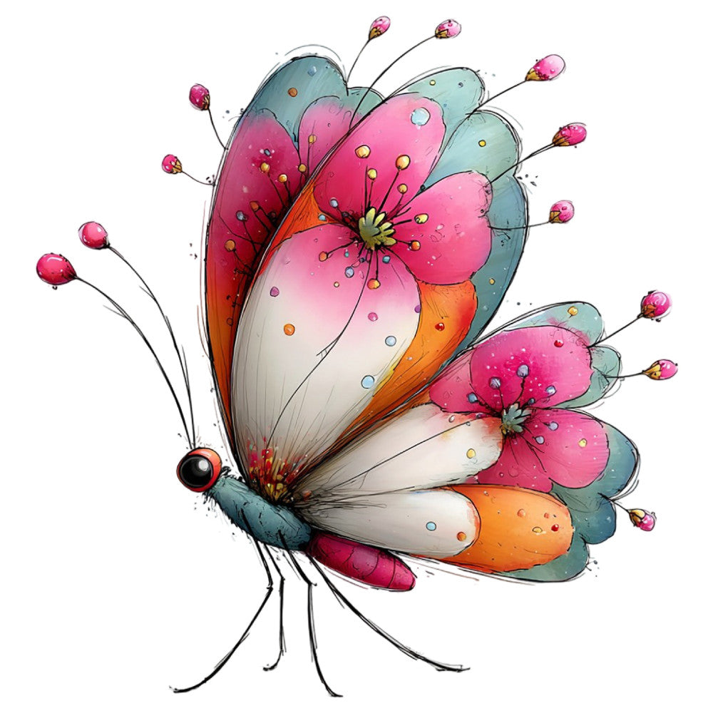 Whimsical Summer Butterfly Fabric Panel 24
