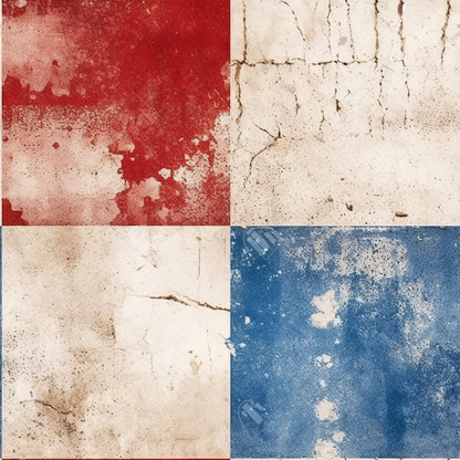 red, white, blue, distressed, weathered, aged, cracked, peeling paint, patriotic, americana, vintage, rustic, worn, faded, quilting cotton, fabric panel, textured, shabby chic, country, antique finish