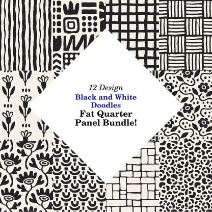 Black and White Doodles Fat Quarter Bundle