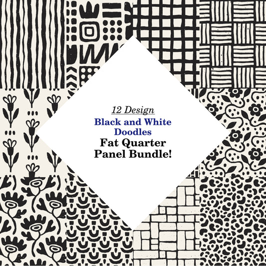 Black and White Doodles Fat Quarter Bundle
