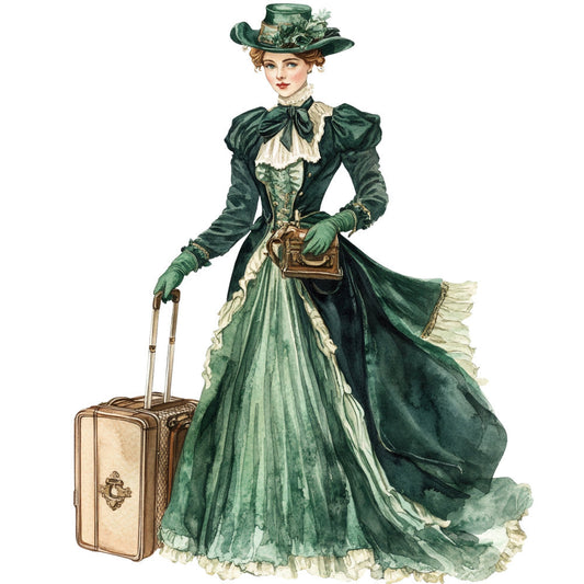 Emerald Victorian Lady Fabric Panel 8