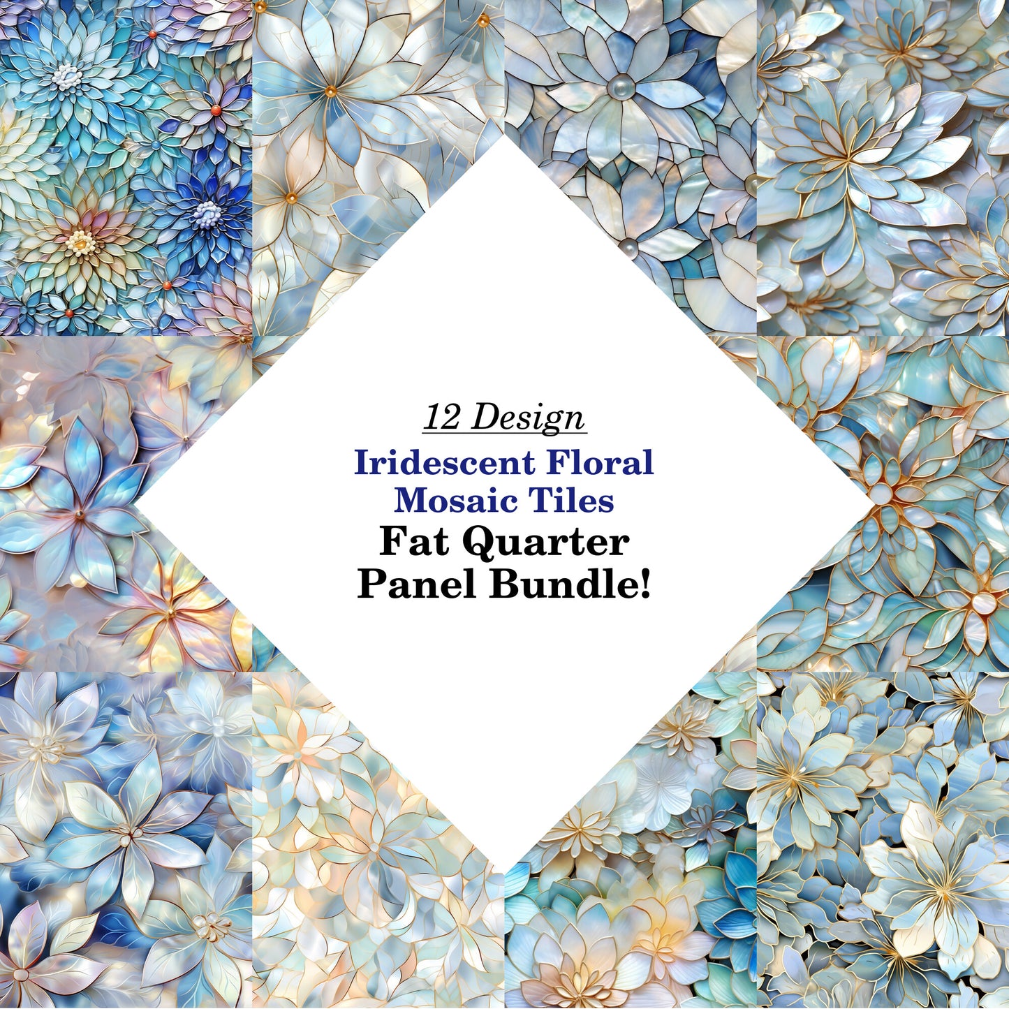 Iridescent Floral Mosaic Tiles Fat Quarter Bundle