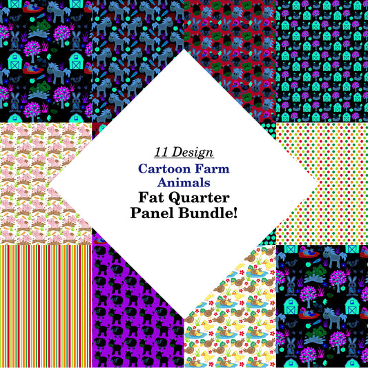 Cartoon Farm Animals Fat Quarter Bundle