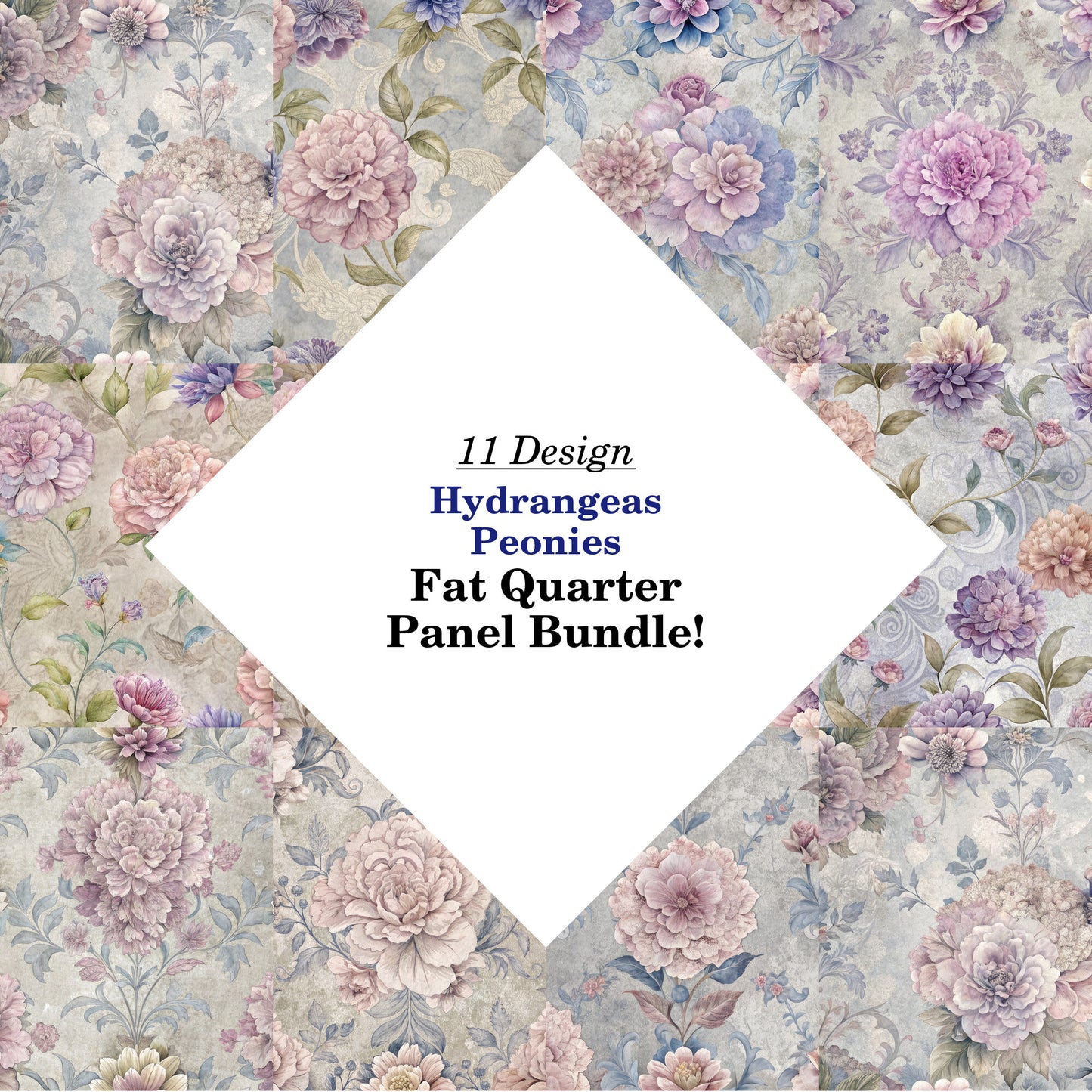 Hydrangeas Peonies Fat Quarter Bundle