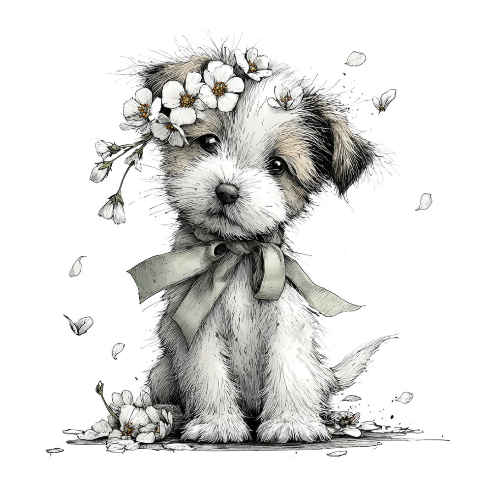 Whimsical Spring Dogs Fabric Panel 10
