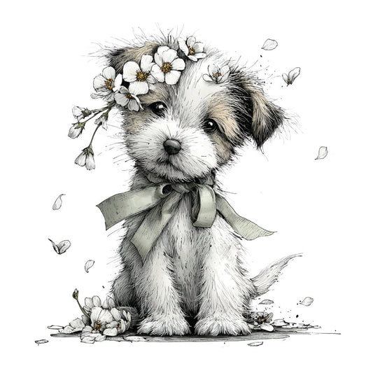 Whimsical Spring Dogs Fabric Panel 10