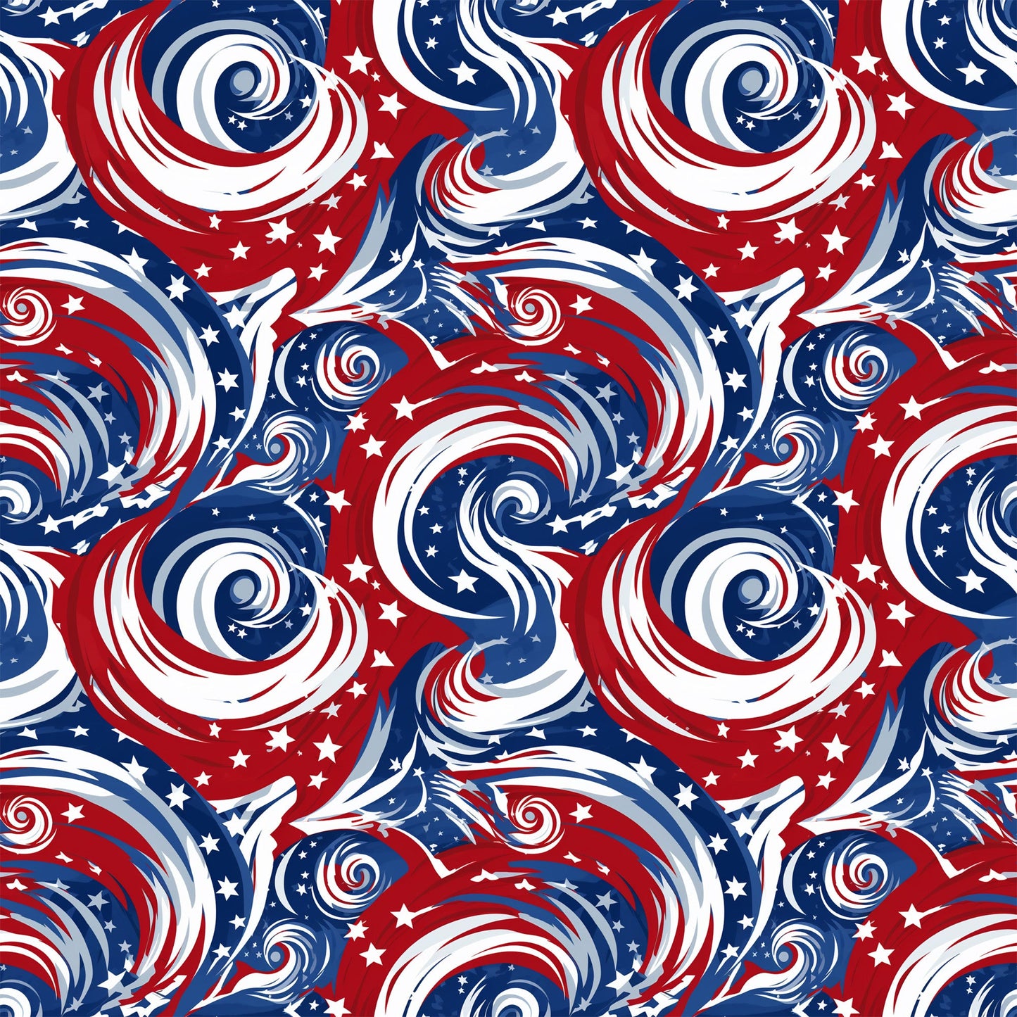 Daily Deal: USA Flag Swirls Pattern 1 Quilting Cotton Fabric - 45" x 1 Yard"