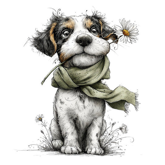 Whimsical Spring Dogs Fabric Panel 2