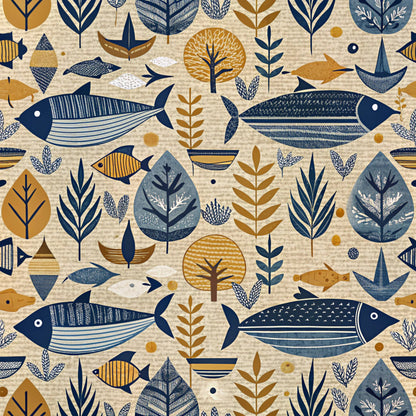 Magical Sea Pattern 17 Quilting Cotton Fabric