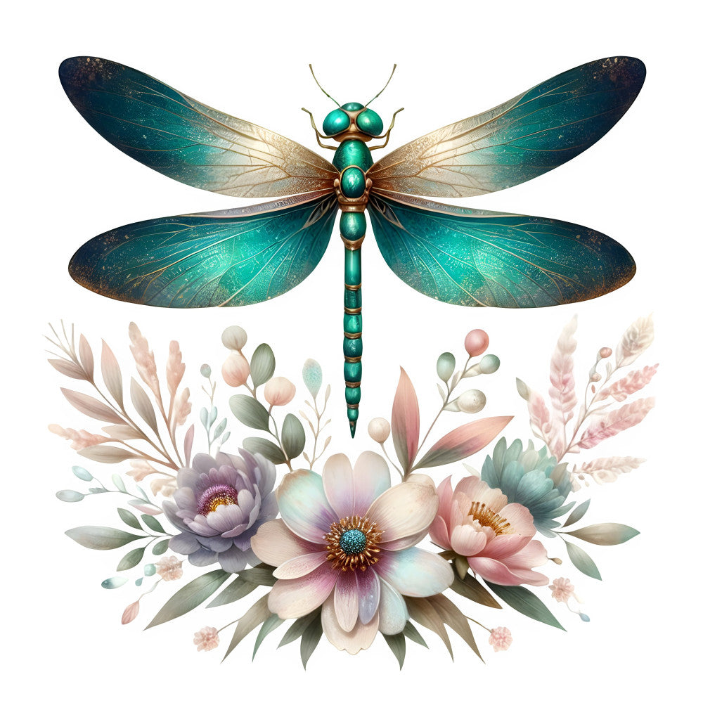 Dragonfly Flower Fabric Panel 2