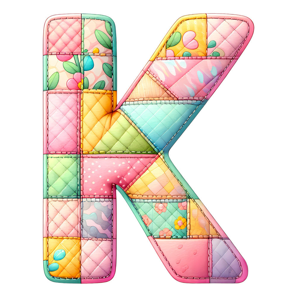 Pink Patchwork Alphabet Fabric Panel 22