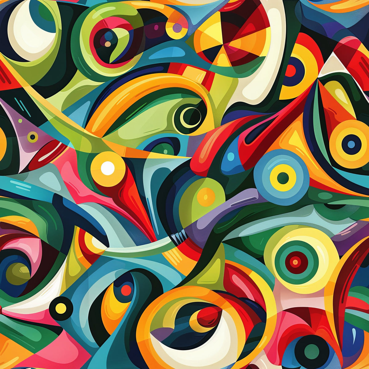 Daily Deal: Psychedelic Painting Pattern 5 Quilting Cotton Fabric - 45" x 1 Yard"