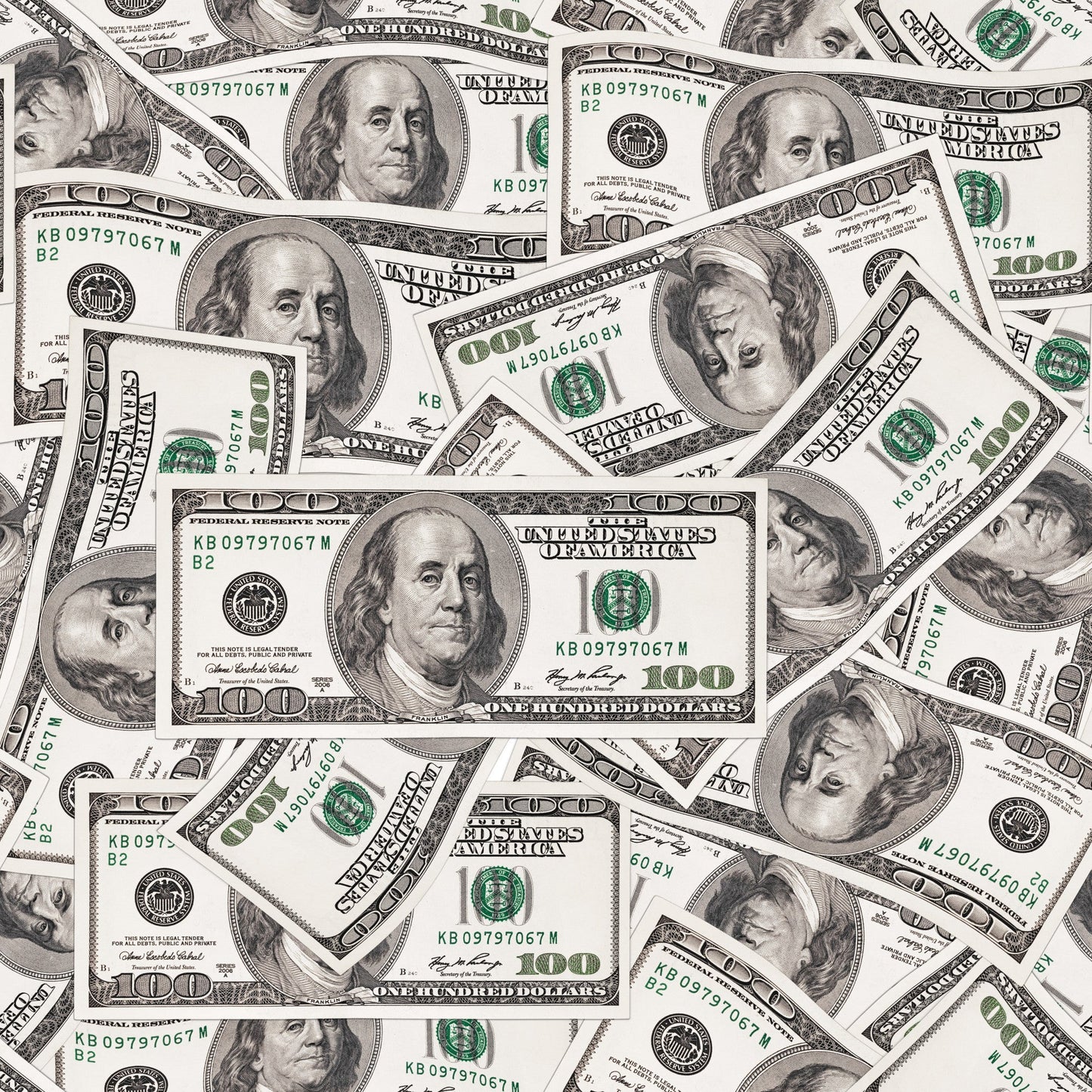 Daily Deal: 100 Dollar Bill Pattern 1 Quilting Cotton Fabric - 45" x 1 Yard"