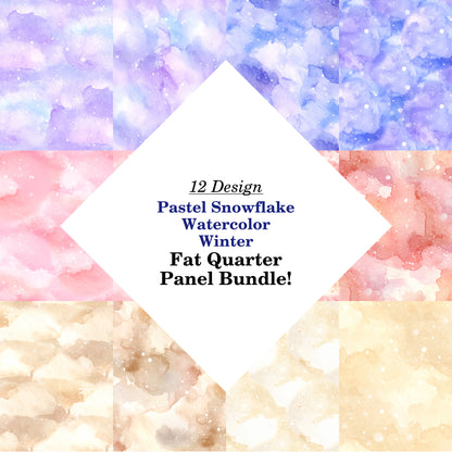 Pastel Snowflake Watercolor Winter Fat Quarter Bundle