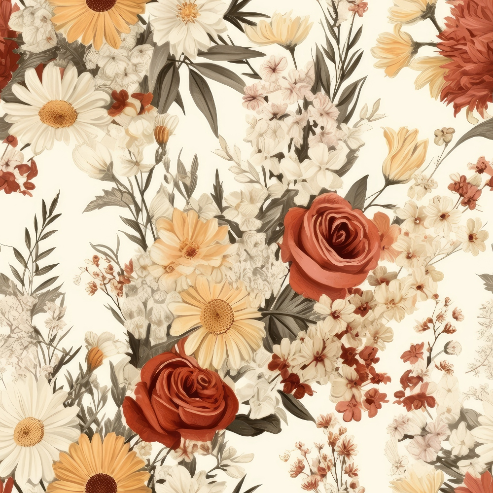 Daily Deal: Rustic Wildflowers Bouquets Pattern 3 Quilting Cotton Fabric - 45" x 1 Yard"
