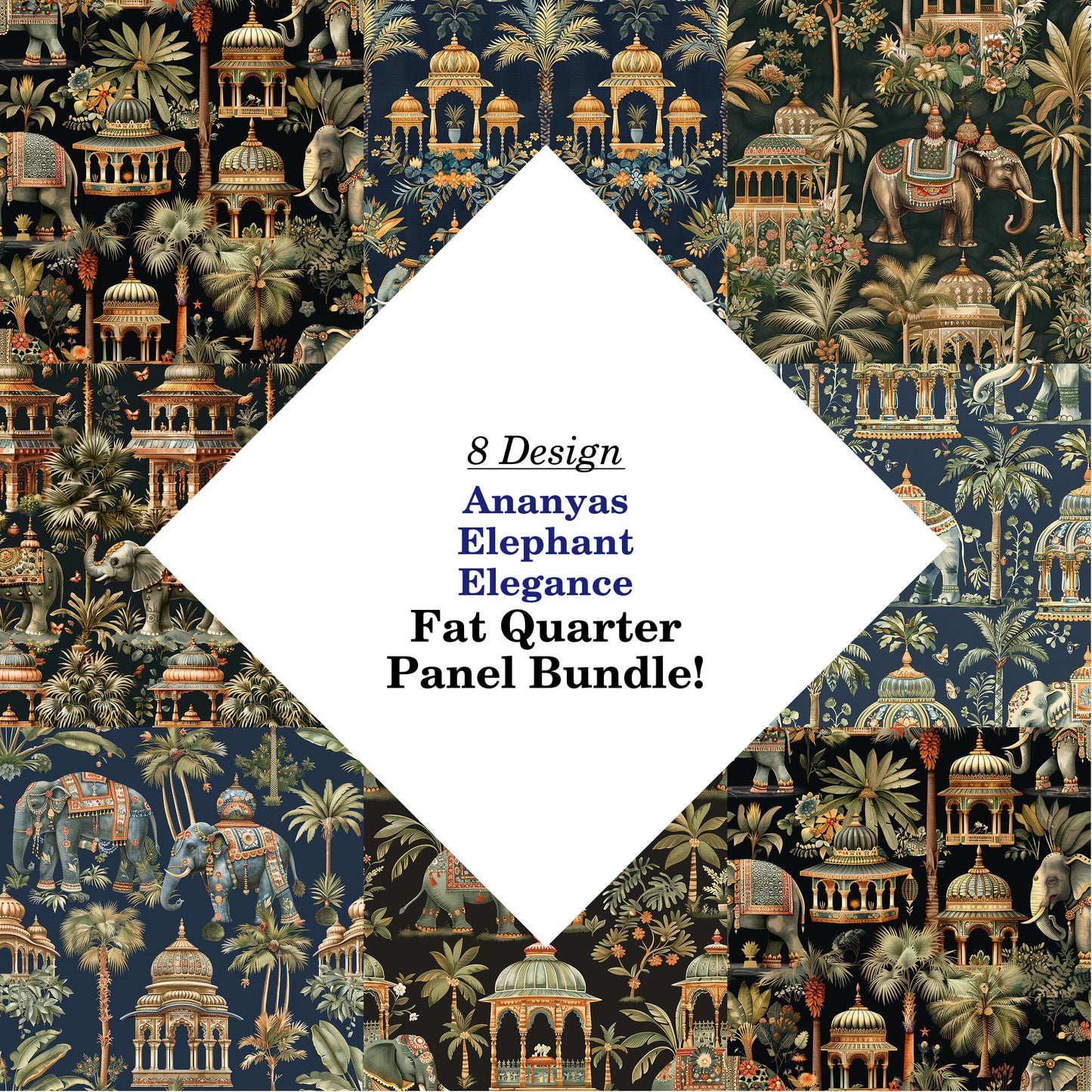 Ananyas Elephant Elegance Fat Quarter Bundle