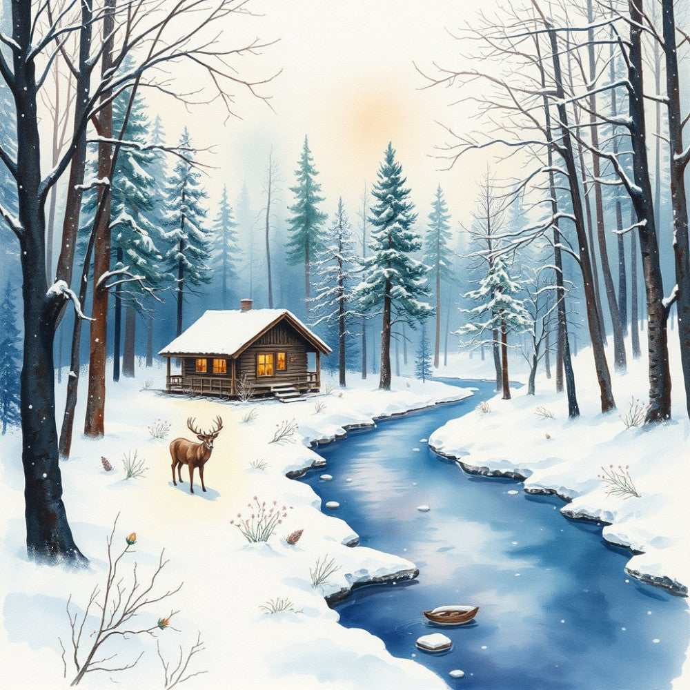Deer by River Fabric Panel 2