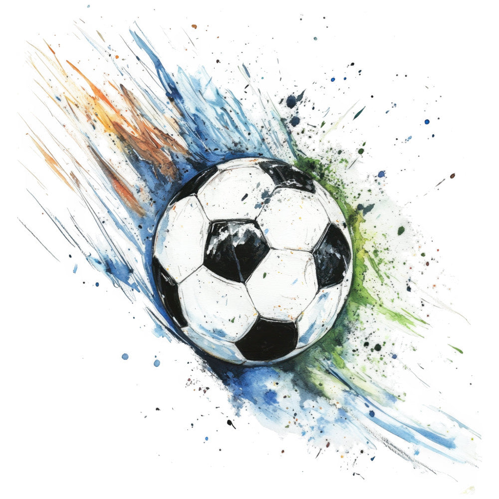 Watercolor Soccer Fabric Panel 4