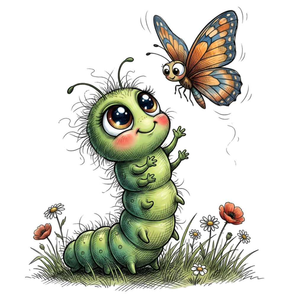 Summer Whimsical Caterpillar Fabric Panel 23