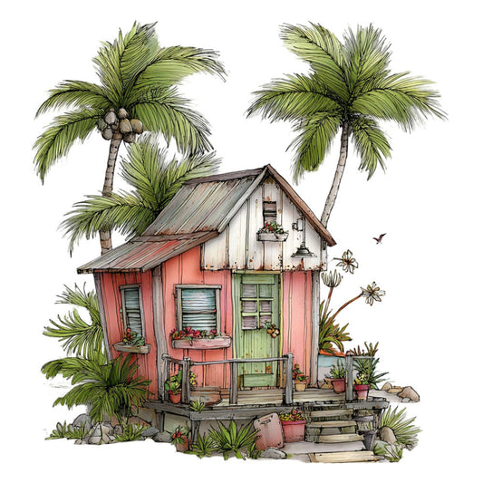 Whimsical Summer Beach Fabric Panel 7