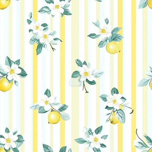 Lemon Floral Shabby Chic Pattern 10 Quilting Cotton Fabric
