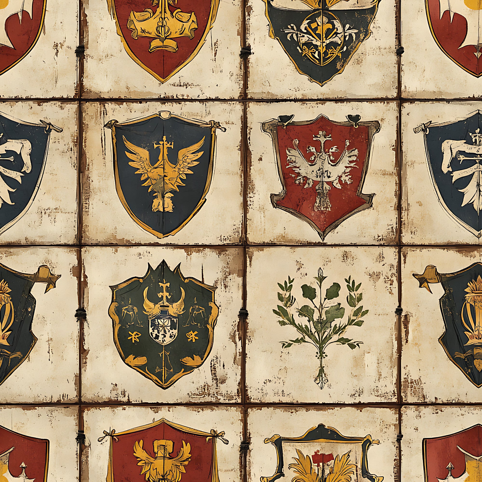 Rustic German Banners and Shields Pattern 16 Quilting Cotton Fabric ...