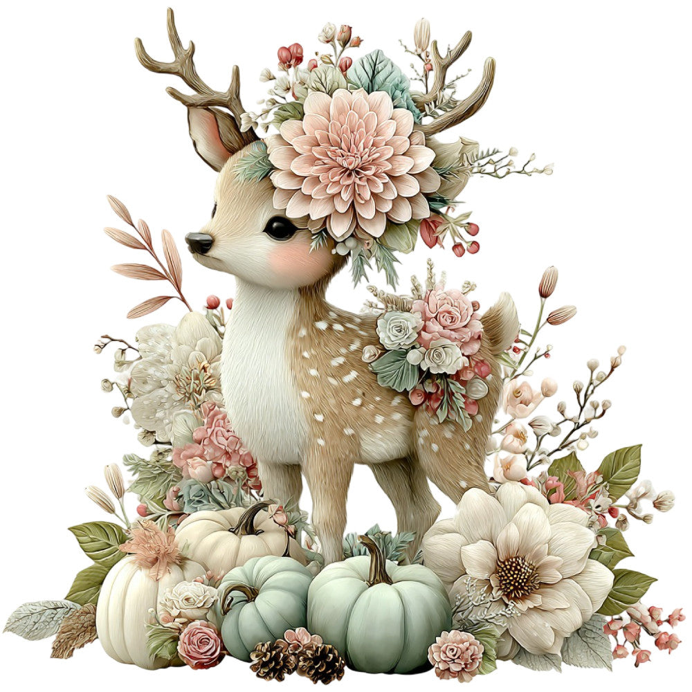 Whimsical Fall Autumn Reindeer Fabric Panel 8