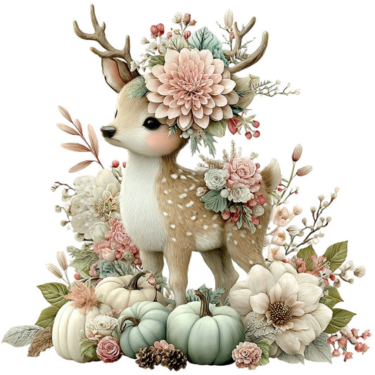 Whimsical Fall Autumn Reindeer Fabric Panel 8