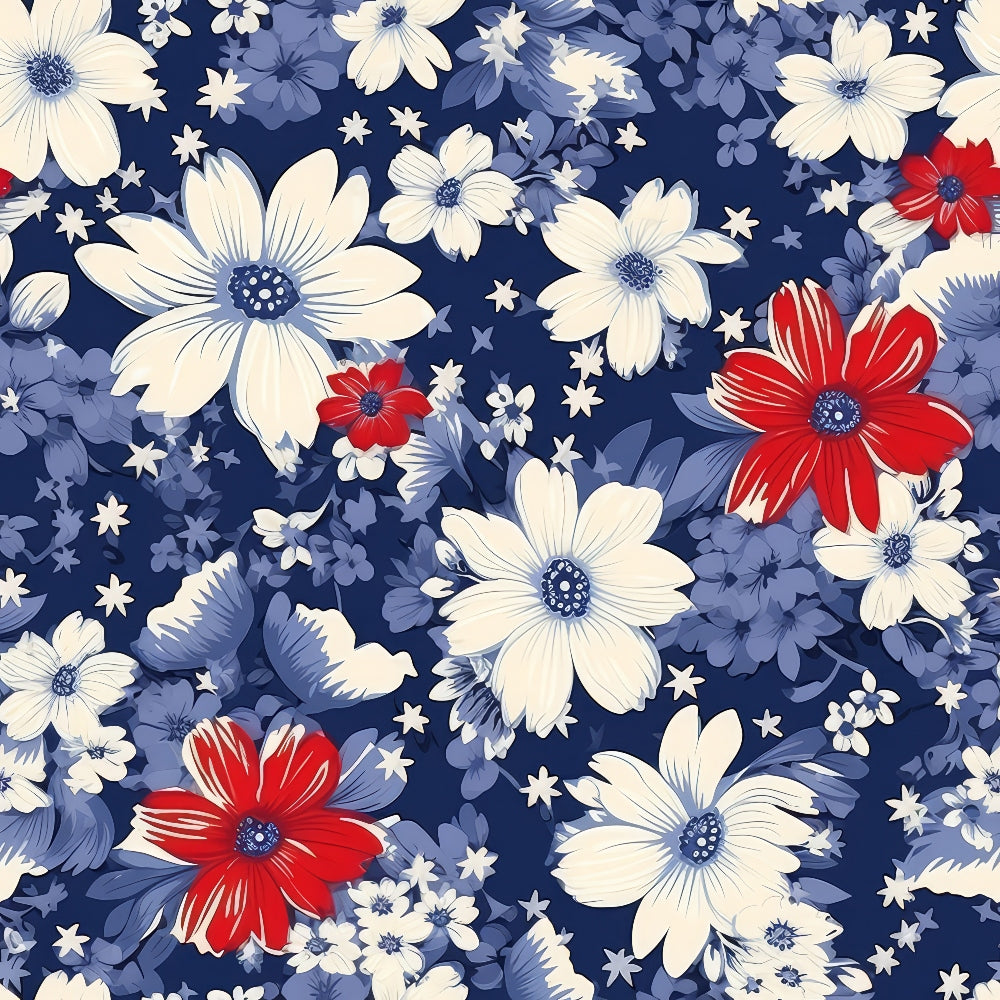 Daily Deal: Patriotic Shabby Chic Pattern 6 Quilting Cotton Fabric - 45" x 1 Yard"