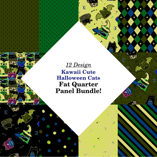 Kawaii Cute Halloween Cats Fat Quarter Bundle