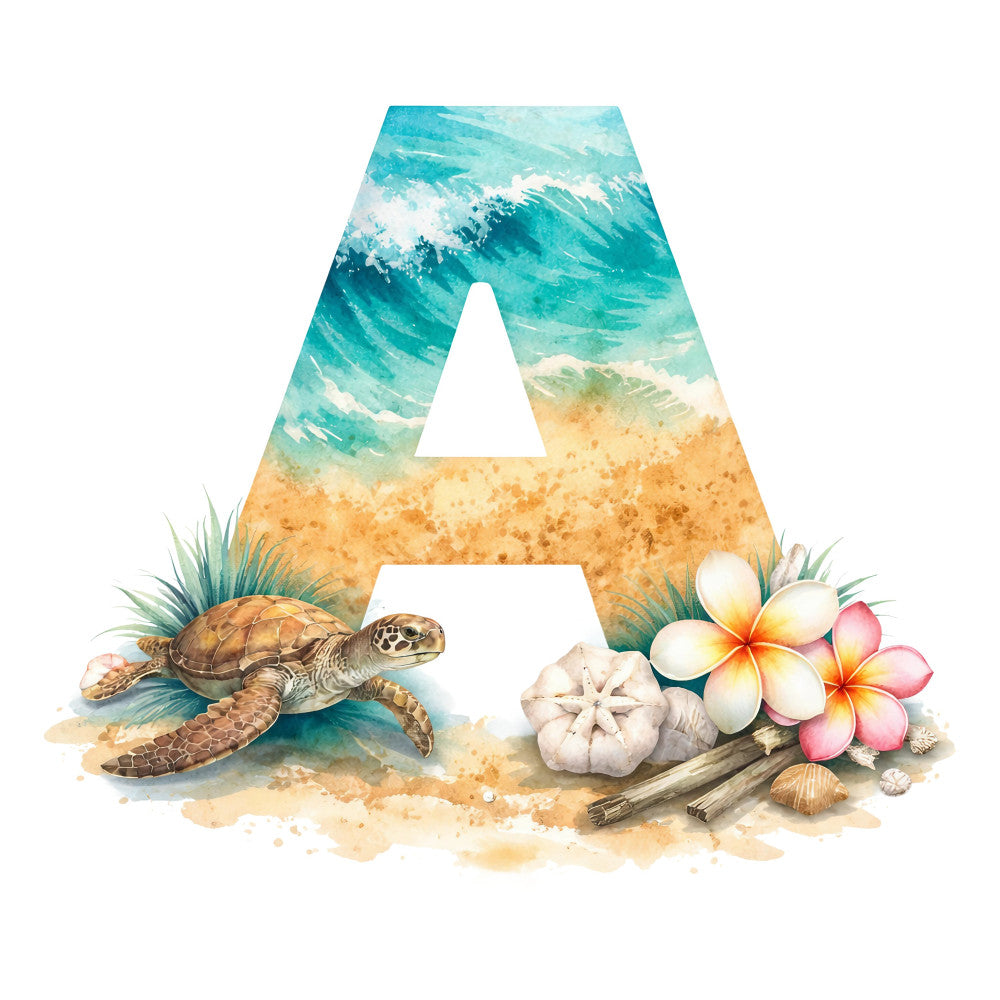 Summer Beach Alphabet Fabric Panel 30