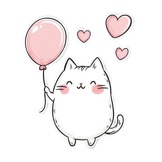 White Kawaii Cat Fabric Panel 18
