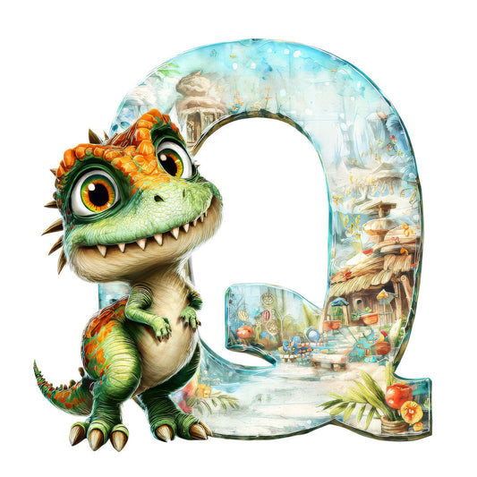 Dino Alphabet Fabric Panel 17