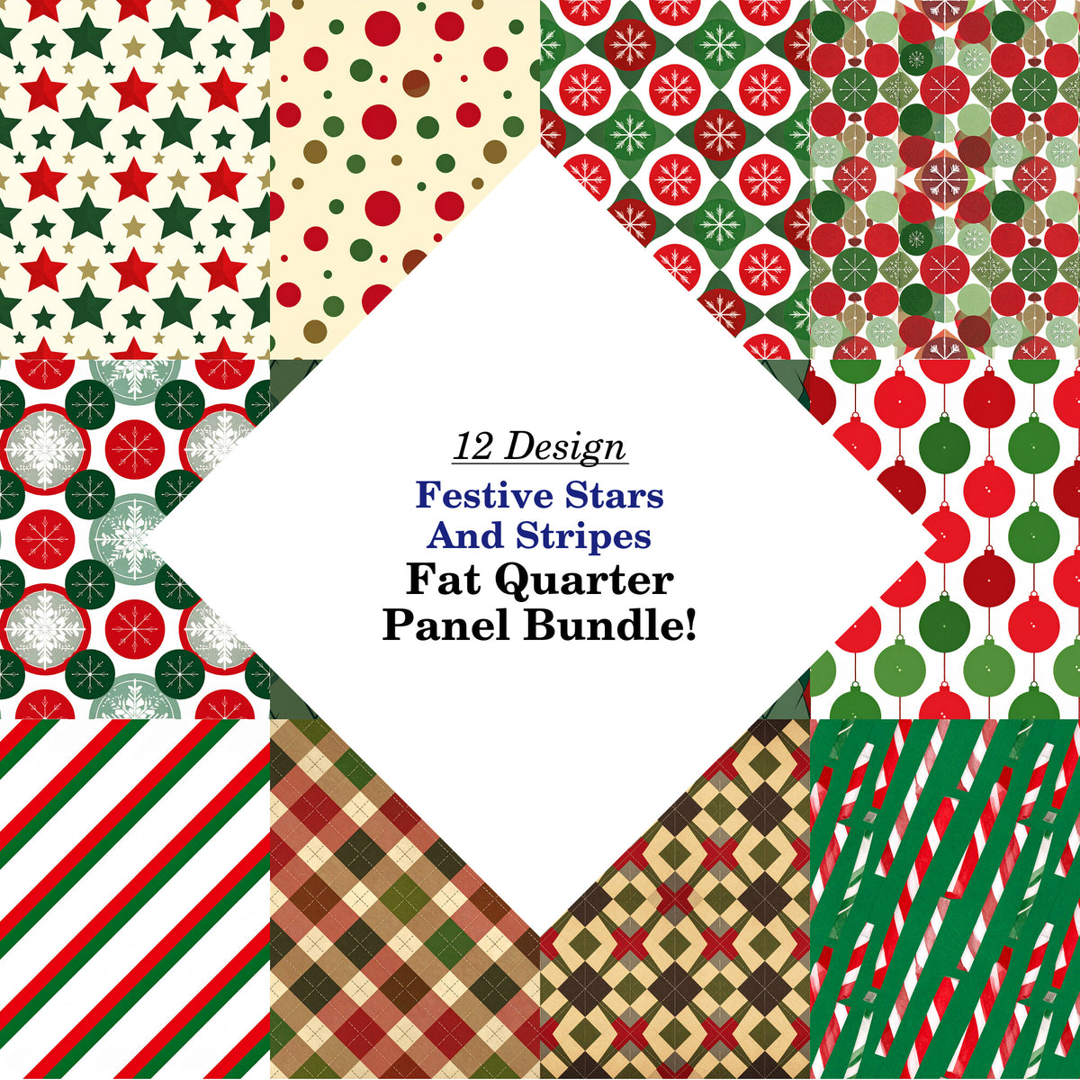 Festive Stars And Stripes Fat Quarter Bundle