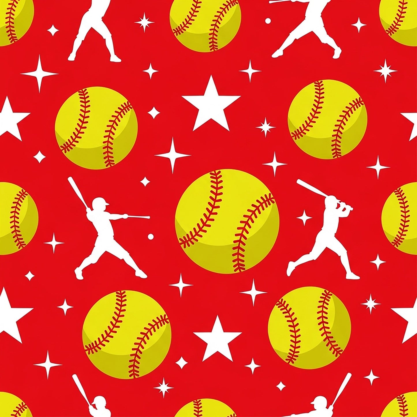 Daily Deal: Softball Champions Pattern 23 Quilting Cotton Fabric - 45" x 0.5 Yards"